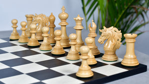Crown Heritage Series Luxury Chess Pieces in Ebony Wood & Natural Boxwood 4.3” King
