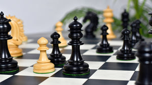 The Artisan Knight Handcrafted Luxury Wooden Chess Pieces In Ebony Wood & Natural Boxwood - 4.4" King