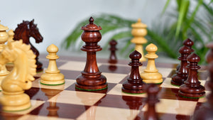 The Artisan Knight Handcrafted Luxury Wooden Chess Pieces In Bud Rosewood & Natural Boxwood - 4.4" King