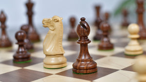 The Grandmaster Staunton Series Chess Pieces In Sheesham & Natural Boxwood - 3.75" King