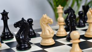 Fierce Knight (Queen's Gambit Series) Staunton Wooden Chess Pieces in Ebonized Boxwood & Box Wood - 4.0" King
