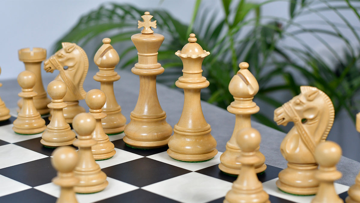 Noble Stallion Chess Set Bridle Edition in Ebony & Box Wood - 4.8" King