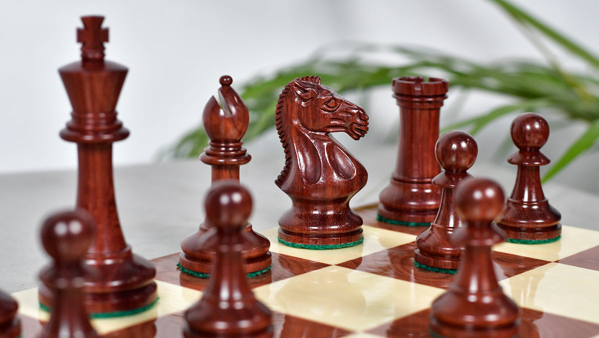 The GM Blitz Edition Staunton Series Chess Pieces in Bud Rosewood & Box Wood - 3.75" King