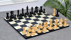 The 4 Inch Supreme Series (The Queen’s Gambit) Staunton Weighted Chess Pieces in Black Ebonized Wood & Boxwood - 1100 grams