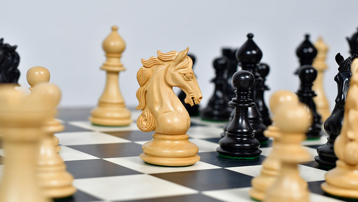 The Shera Series Staunton Triple Weighted Chess Pieces V2.0 in Ebony / Box Wood - 4.5" King