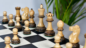 The Parker Staunton Series Lacquered Chess Pieces in Burnt Boxwood & Natural Boxwood - 3.9" King