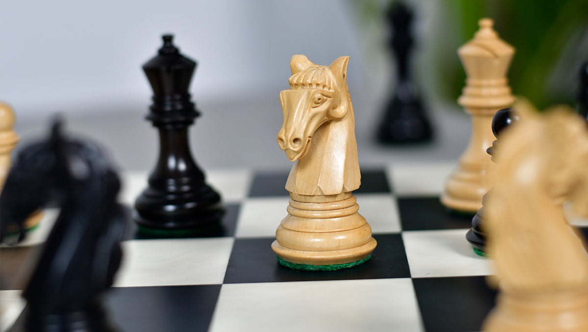 Columbian Staunton Series Chess Pieces in Ebony Wood & Box wood - 3.8" King