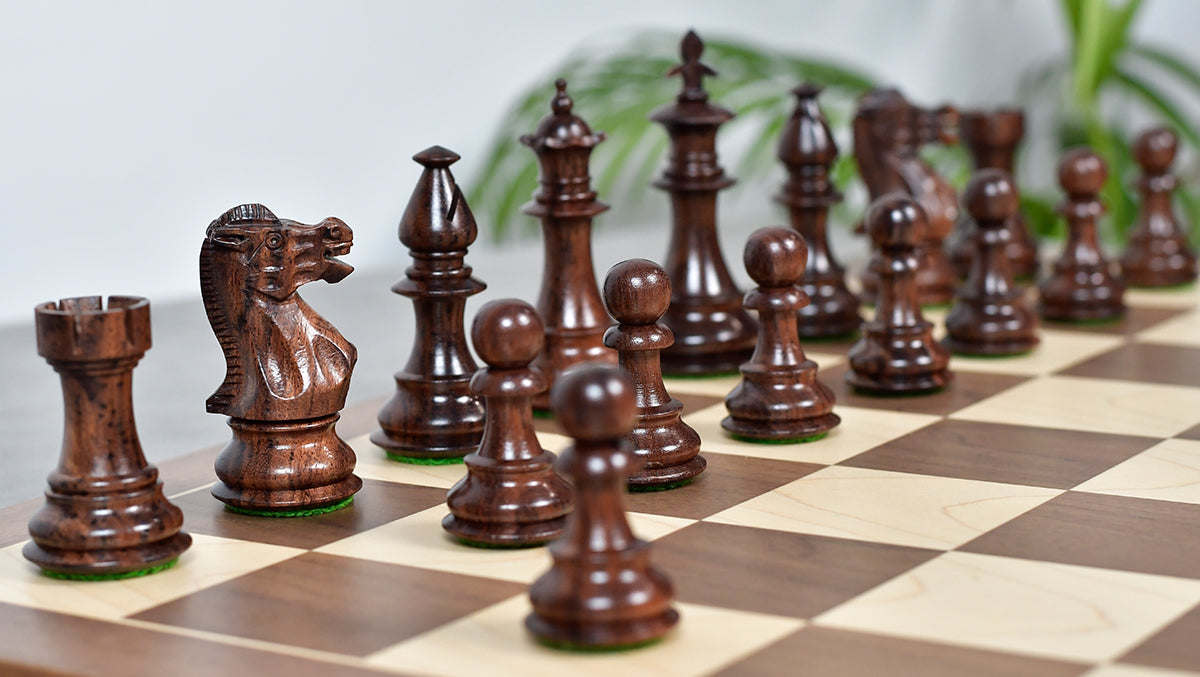 3.7'' British Staunton Series Wooden Chess Pieces in Anjan Wood & Box Wood - 1200 Grams