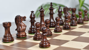 3.7'' British Staunton Series Wooden Chess Pieces in Anjan Wood & Box Wood - 1200 Grams