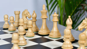 Derby Knight Staunton Pattern Weighted Chess Pieces  in Ebonized & Boxwood - 4.1" King