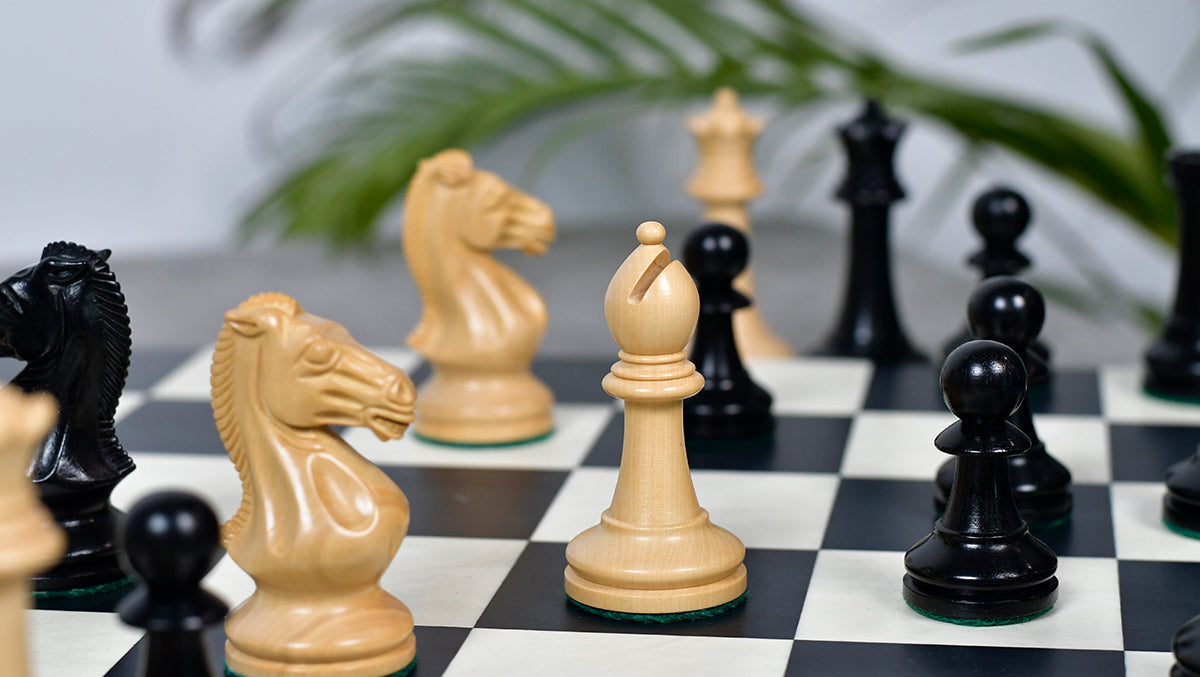 GM Blitz Edition Staunton Series Chess Pieces in Ebony Wood & Natural Boxwood - 3.75" King