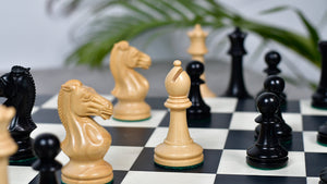 GM Blitz Edition Staunton Series Chess Pieces in Ebony Wood & Natural Boxwood - 3.75" King