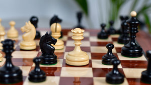 Vintage 1930 Knubbel Analysis Chess Pieces in Ebonized and Natural Boxwood - 3" King