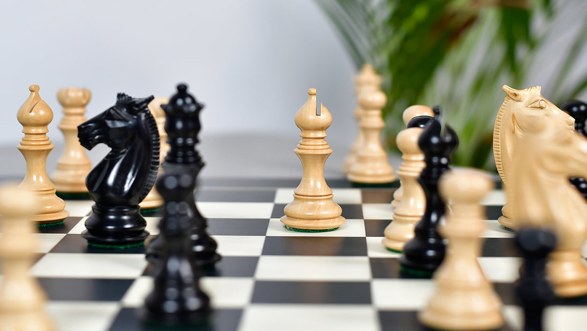 Meghdoot Staunton Series Wooden Chess Pieces in Ebony & Box Wood - 3.2" King