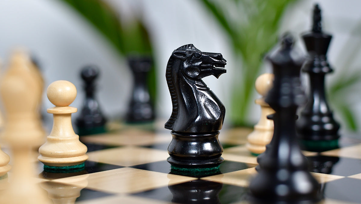 Classic 101 Staunton Series Club Sized Wooden Chess Pieces In Ebony Wood & Box Wood - 3.0" King