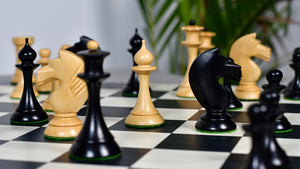 1950s' Soviet (Russian) Latvian (Queen's Gambit Series) Chess Pieces in Ebonized Boxwood & Natural Boxwood - 4.1" King