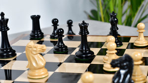 Vintage 1915-1925 Nimzovich Staunton Chess Pieces in Ebony & Boxwood – 3.75" King with King’s Side Marking – 1366g – Pieces Only
