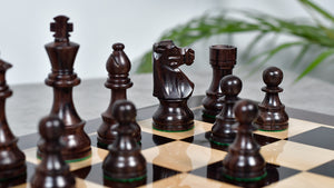French Lardy Exclusive Tournament Size Weighted Wooden Chess Pieces in Indian Rosewood / Box wood - 3.75"