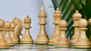 The Bridle Series Luxury Triple Weighted Chess Pieces in Ebony Wood / Boxwood - 4.2" King