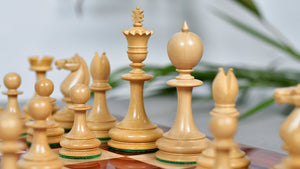 Reproduced 3.5" King Size William Hamlett Wooden Chess Pieces in Bud Rosewood / Boxwood