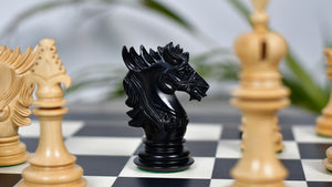 The Dragon Knight Series Wooden Chess Pieces Carved in Ebony / Boxwood - 4.7" King