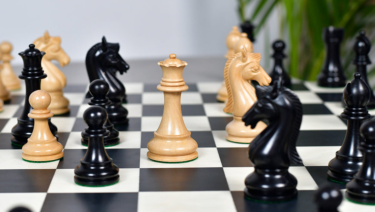 The Candidates Series Staunton Chess Pieces in Ebony / Box Wood - 3.75" King