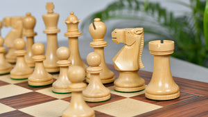 Combo Of Old Vintage English Staunton Series Chess Pieces in Sheesham & Bowood - 3.8" King With Santos Palisander pr &amp; Sycamore Chess Board