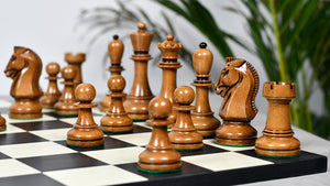 1950s' Fischer Dubrovnik Weighted Chess Pieces Set in Genuine Ebony Wood / Distressed Antique Wood - 4.25" King Size