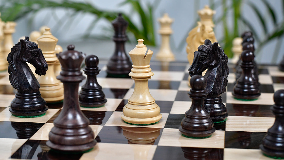 3.8'' New Columbian Staunton Series Chess Pieces in Rosewood & Boxwood - 1100 grams