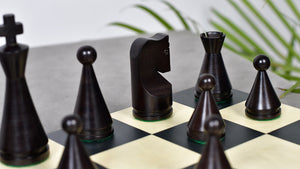 4.09" Classic Series Cone Shaped Chess Pieces in Ebonized Boxwood & Natural Boxwood - 940 Grams
