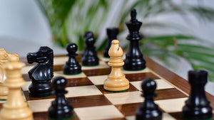 French Lardy Exclusive Wooden Chess Pieces – Handcrafted Ebonized & Boxwood | 3" King with Extra Queen