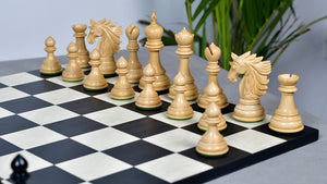 The Sher-E-Punjab Series Chess Pieces in Ebony Wood / Boxwood - 4.6" King