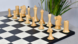 Minimalist Soviet-Style Chess Pieces In Ebonized & Boxwood - 3.7” King