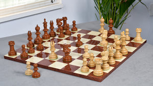 Exclusive Repro William Hallett High Class Chess Pieces in Golden Dyed & Boxwood Wood - 4.0"