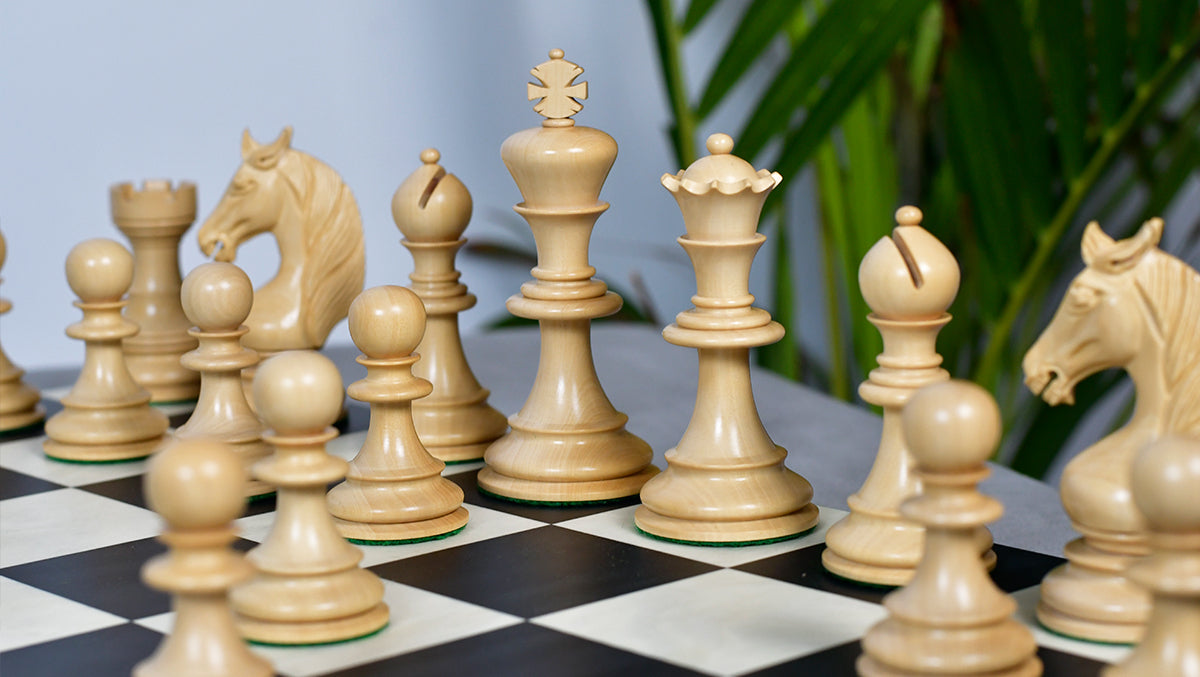 The Monarch’s Gambit Handcrafted Luxury Chess Pieces – in Ebony & Boxwood 4.4" King