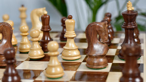 1959 World Chess Championship Old Russian Zagreb Chess Pieces - Sheesham Wood & Boxwood - 3.8" King
