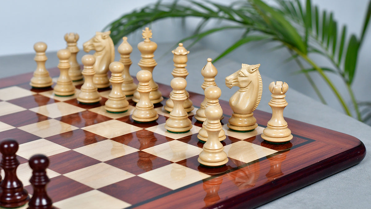 Meghdoot Staunton Series Wooden Chess Pieces in Bud Rosewood & Boxwood - 3.2" King