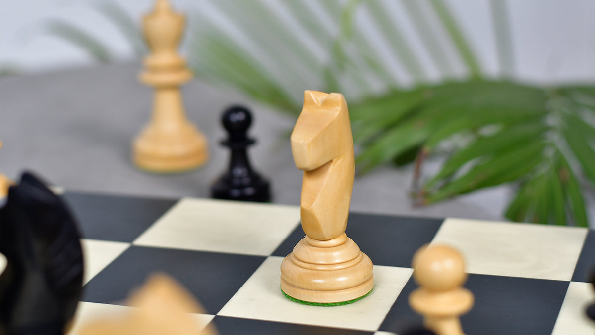 3.9" Hungarian Chess Pieces in Ebonized Boxwood & Natural Boxwood - 1300 Grams