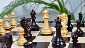Pro Staunton Series Tournament Weighted Chess Pieces in Indian Rosewood and Boxwood - 3.8" King