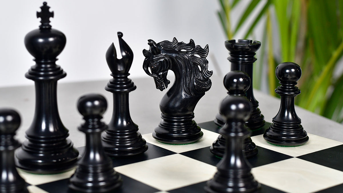 Viking Series Triple Weighted Staunton Luxury Chess Pieces – Handcrafted Ebony & Boxwood, 4.4” King