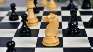 British Chess Company (BCC) Popular Staunton Double Collared Chess Pieces in Ebony & Boxwood - 4.2" King