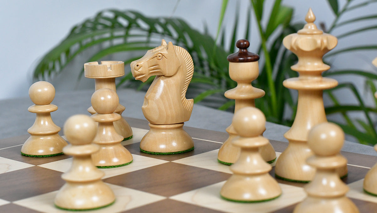 Vintage Series Original Austrian Coffee House Old Vienna Chess Pieces in Sheesham Wood and Boxwood V2.0- 3.75" King