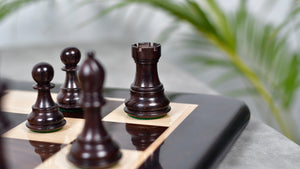 4.0" Desert Gold Staunton Series Wooden Chess Pieces in Rosewood & Box Wood - 1300 Grams