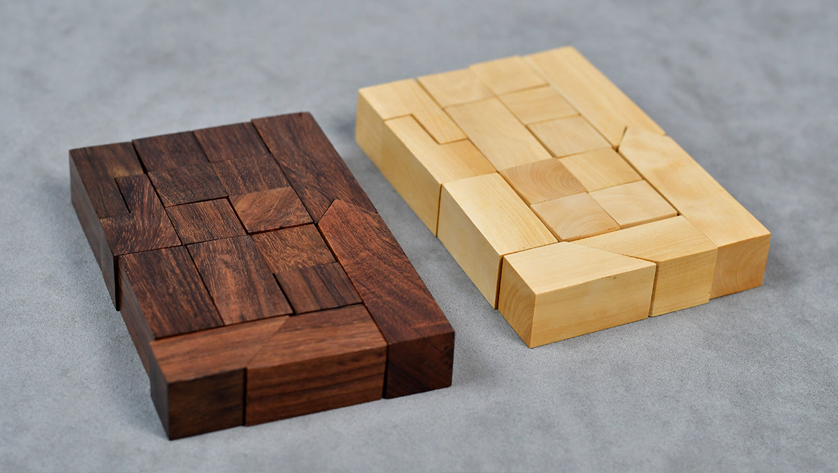 1966 F. Lanier Graham Chess Pieces - Minimalist Design in Sheesham & Boxwood - 2.79" King