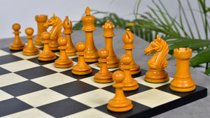 4.0'' The Ancient Indian Warrior Staunton Luxury Series Chess Pieces in Ebony / Antiqued Box Wood - 1660 Grams