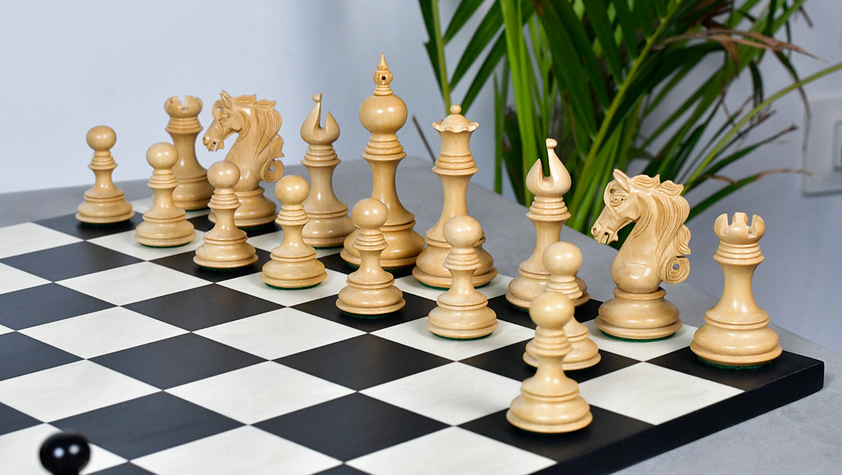 Admiral Series II Staunton Luxury Chess Pieces in Ebony Wood & Boxwood - 4.5" King