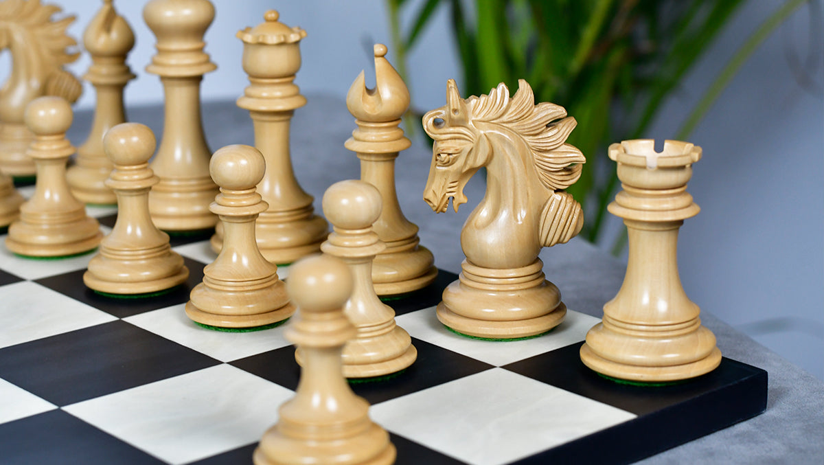 The Arabian Knight Series Artisan Staunton Luxury Chess Pieces in Ebony & Boxwood - 4.2" King