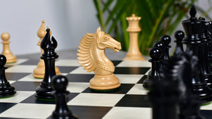 The Mustang Series Wooden Triple Weighted Chess Pieces in Ebony / Boxwood - 4.4" King