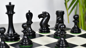 Reproduced B & Co 1860s Antique Chess Pieces in Ebony / Antiqued Box wood - 3.9" King