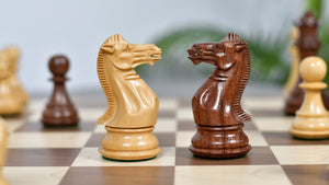 The Honour of Staunton (HOS) Series Weighted Chess Pieces in Sheesham & Natural Boxwood - 4.0" King